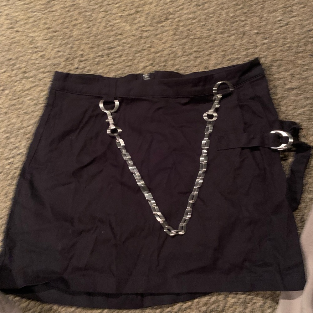 Black Skirt with Silver Chain Detail